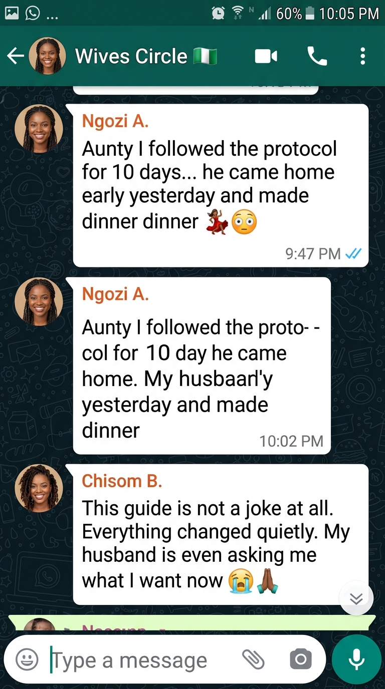 WhatsApp testimonials from women who used The Quiet Protocol